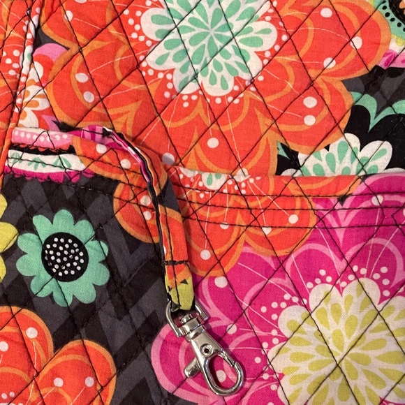 Vera Bradley Ziggy Zinnia Tote Bag Quilted Floral Shoulder Bag Black Multicolor - Picture 5 of 16